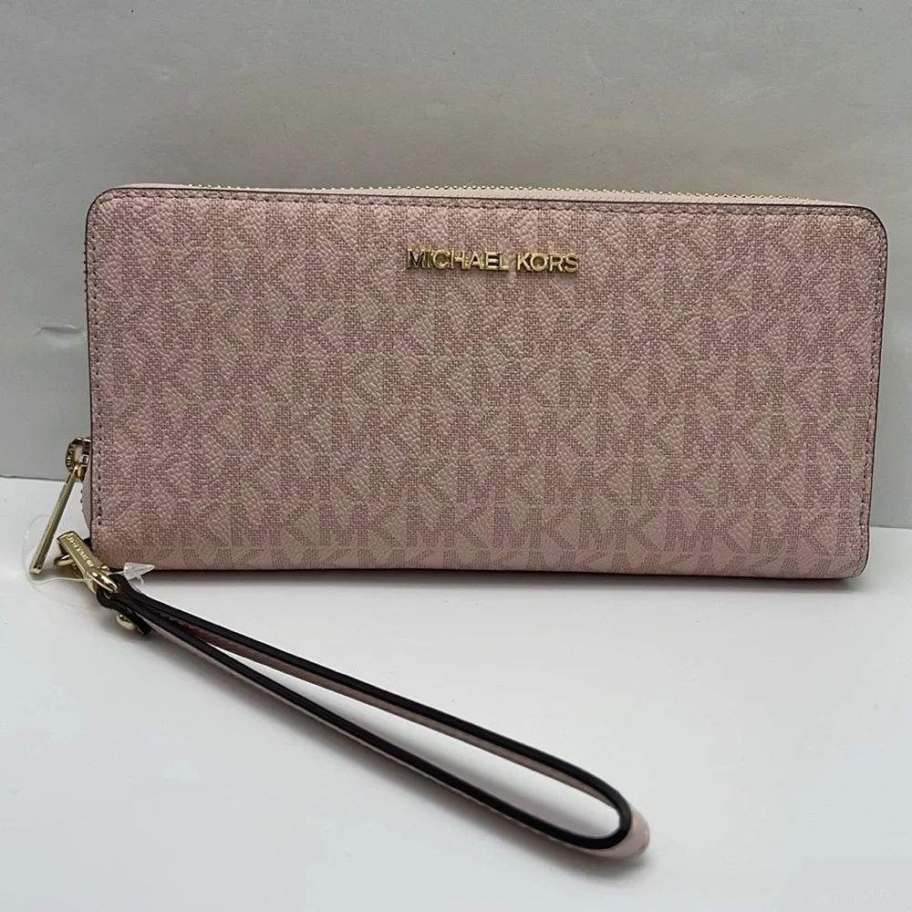 MICHAEL KORS Jet Set Travel Lg Signature Logo Continental Wristlet Phone Holder